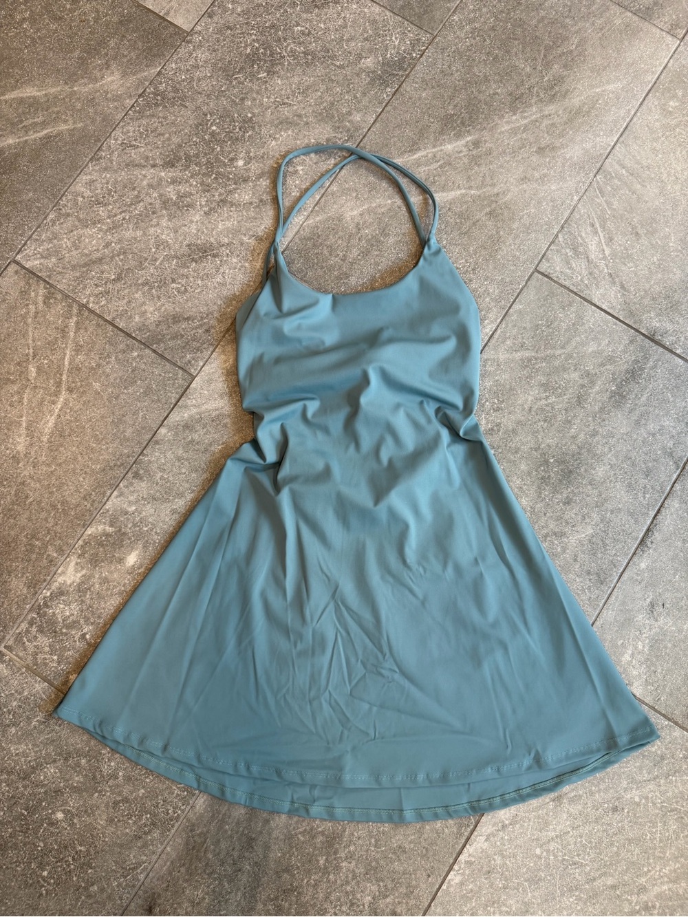 Amazon Scoop Neck Slip Dress in Dusty Blue - Picture 6 of 9